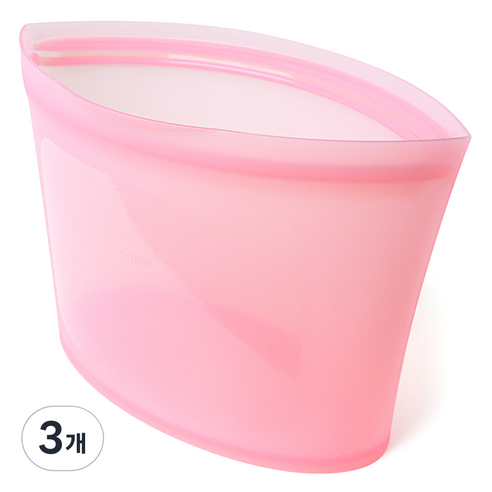실리가든 실리콘 지퍼백 소형 500ml, 레드, 3개
