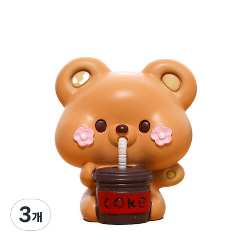 로새 영화관 팝콘 동물 피규어 곰돌이, 3개