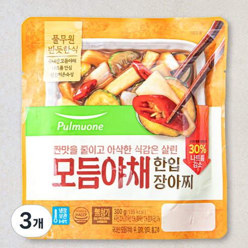 풀무원 모듬야채 한입장아찌, 300g, 3개