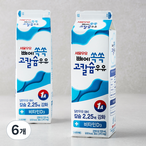 서울우유 뼈에 쏙쏙 고칼슘우유, 930ml, 6개