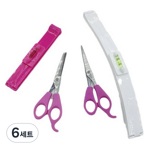 모아픽 셀프 앞머리 자르기틀 가위 세트, 6개, 혼합색상