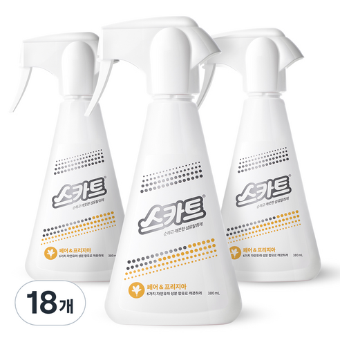 스카트 순하고 깨끗한 섬유탈취제 바질 앤 네롤리 본품, 380ml, 18개, 페어 앤 프리지아