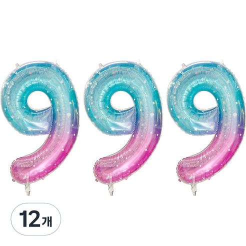 JOYPARTY 숫자은박풍선 대 오로라, 12개, 숫자 9