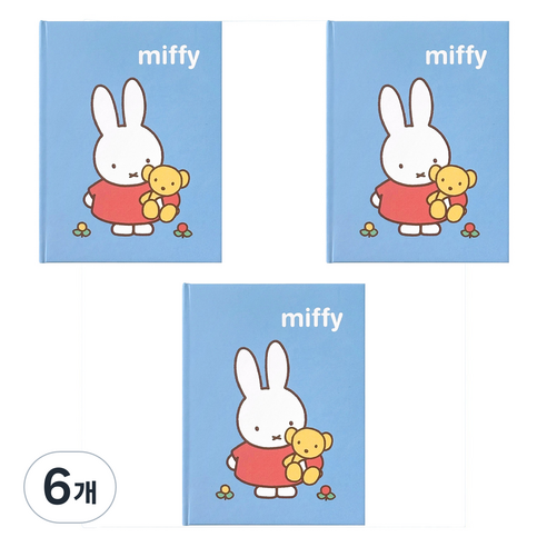 iiGEN 미피 미니 양장 노트 80매, 블루, 6개