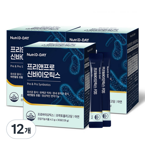 뉴트리디데이 프리앤프로 신바이오틱스, 30정, 129g, 12개