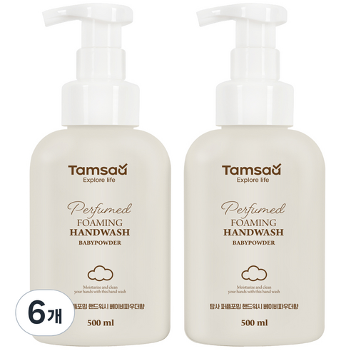 탐사 퍼퓸포밍 핸드워시 베이비파우더향, 500ml, 6개