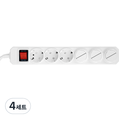HiPPO 접지형 멀티탭 6구 + 안전커버 3p 세트, 1.5m, 4세트