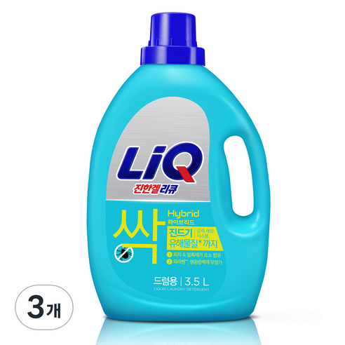 리큐 진한겔 하이브리드 액체세제 드럼용 본품, 3.5L, 3개
