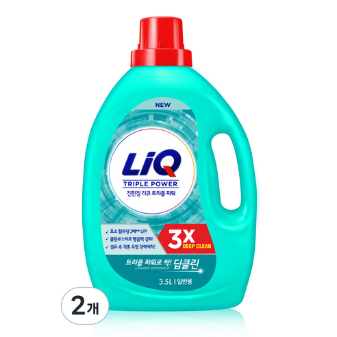 리큐 진한겔 딥클린 트리플파워 액상세제 본품 일반용, 2개, 3.5L