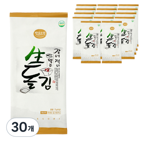 바다소리 장에 찍어먹는 생돌김 반절, 9g, 30개