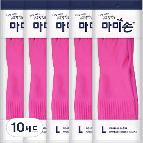 마미손 모닝글로스 고무장갑 양손세트, 핑크, 대(L), 10세트