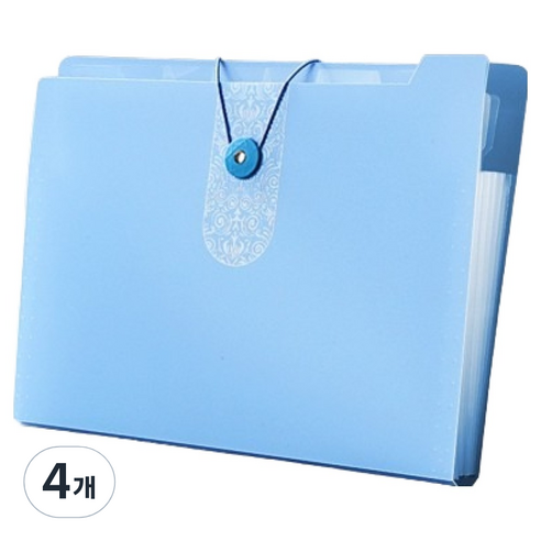 올인셀 데일리 아코디언파일 5칸 A4, 블루, 4개
