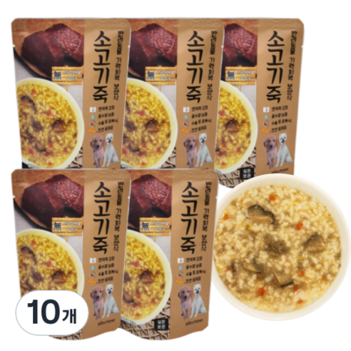 미음펫 반려동물 기력회복 보양식 파우치, 10개, 소고기죽