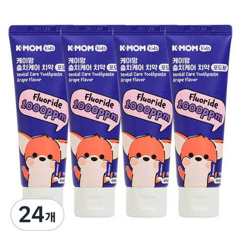 케이맘 충치케어 1000ppm 포도향 불소 치약, 50g, 24개