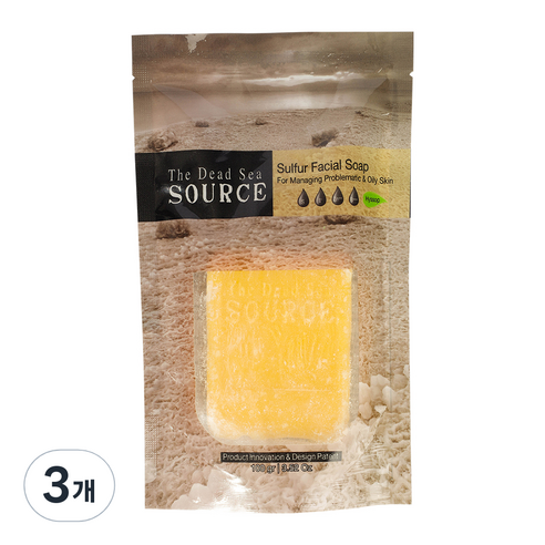 더데드씨소스 사해 유황비누 페이셜 히솝, 100g, 3개