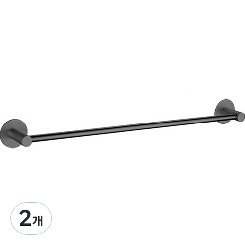 마켓플랜 스페이스 무타공 수건걸이 50cm, 블랙, 2개