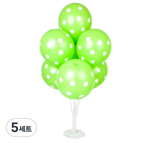 파티쇼 풍선꽂이 장식세트 70cm, 도트라임그린, 5세트