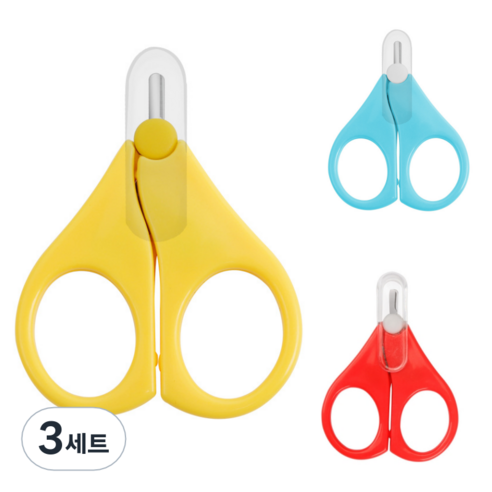 유아용 넘버원즈 손톱가위 3종 세트, 3세트, 옐로우, 블루, 레드