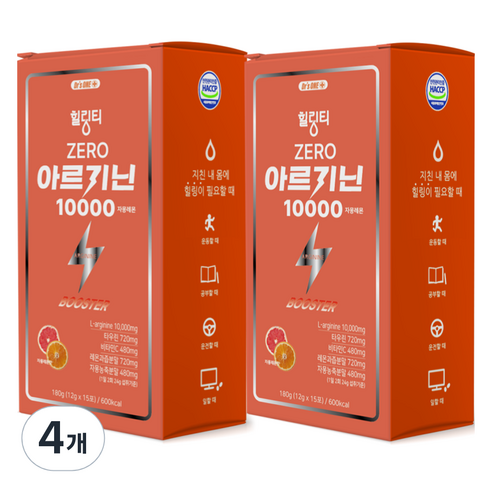 닥터스원 힐링티 아르기닌 10000 부스터 자몽레몬맛 ZERO, 180g, 4개