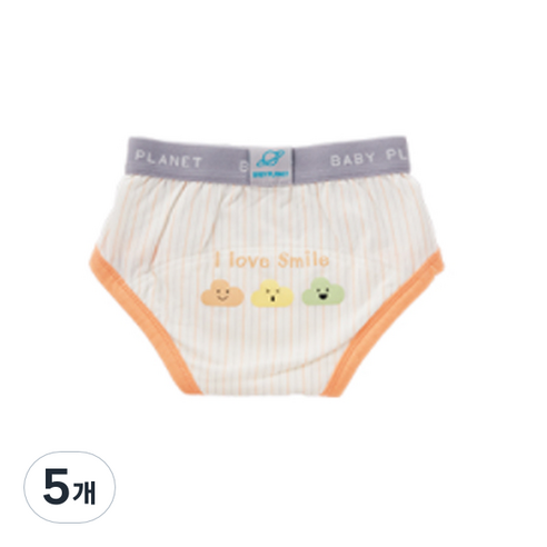 베이비플라넷 밤부 배변훈련팬티 스마일 클라우드, 코랄, 5개