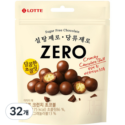 롯데제로 크런치 초코볼, 32개, 34g