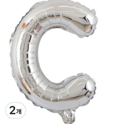 팡파티 레터링 알파벳 풍선 C 40cm, 실버, 2개