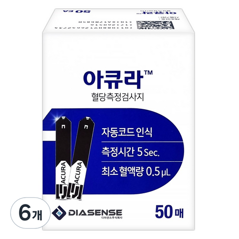 디아센스 아큐라 뷰 혈당측정 검사지 당뇨병 소모성 재료, 50개입, 6개