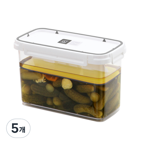 수납이야기 스카이락 밀폐용기 와이드 누름판 3호, 5개, 5개 2.5L