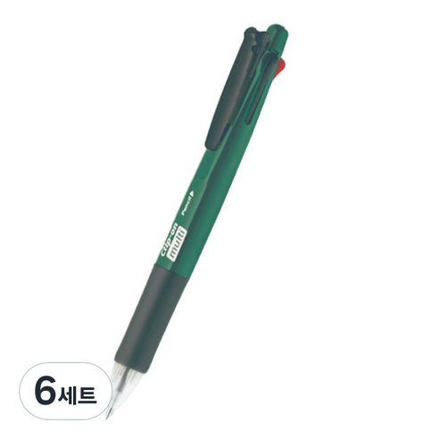 제브라 클립온 멀티 네온 4색 볼펜 0.7mm + 0.5mm 샤프 세트, 네온그린, 6세트