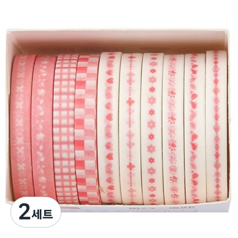 셀링뉴 아트스핀 울타리 다꾸 마스킹 종이 테이프 10종 세트 5mm x 2m, 복숭아빛, 2세트