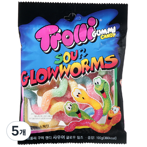 트롤리 사우어글로우웜즈 100g, 5개