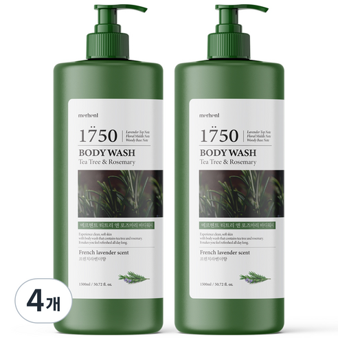 메르헨트 티트리 앤 로즈마리 대용량 바디워시 프렌치라벤더, 1.5L, 4개