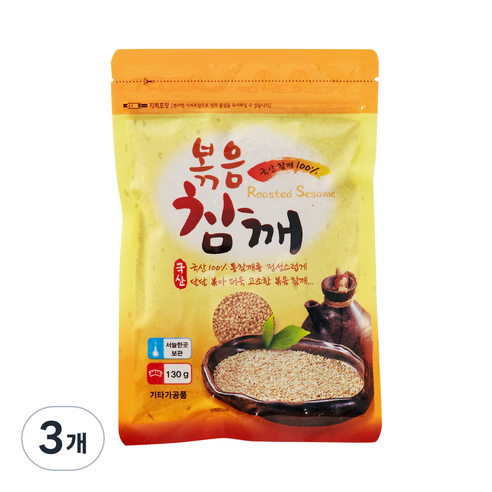 [늘푸른] 배대감 국산 볶음참깨, 130g, 3개