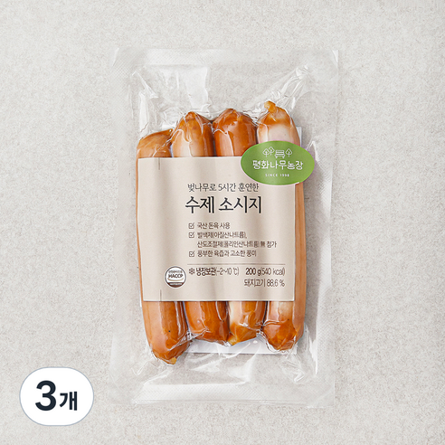 벚나무로 5시간 훈연한 수제 소시지, 200g, 3개