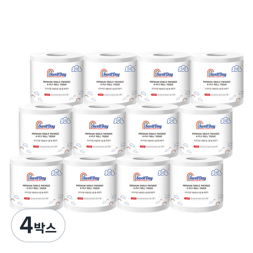 스웰데이 4겹 펄프 화장지, 4세트, 12롤, 23m