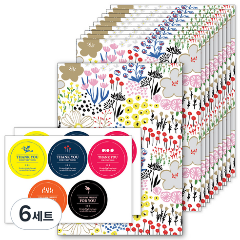 앤캐비넷 선물봉투 10p + 스티커 2p 세트, 스프링, 6세트