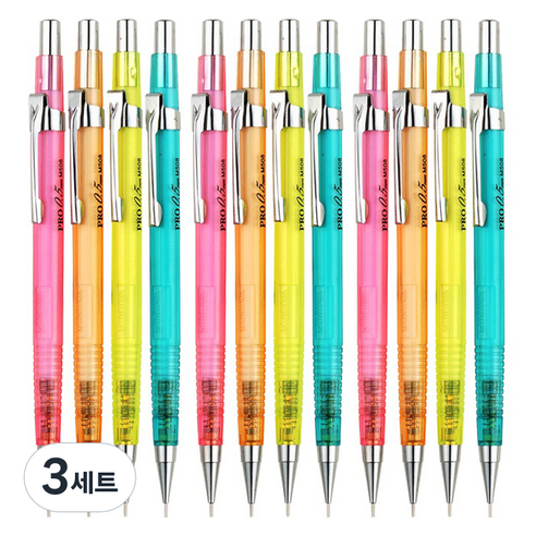 문화연필 제도 샤프 형광 4종 x 3p 세트, 0.5mm, 3세트