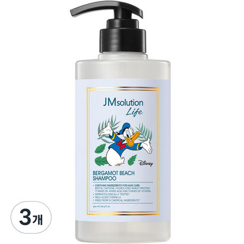 제이엠솔루션 라이프 디즈니 베르가모트 비치 샴푸 시트러스 프레시 향, 3개, 500ml