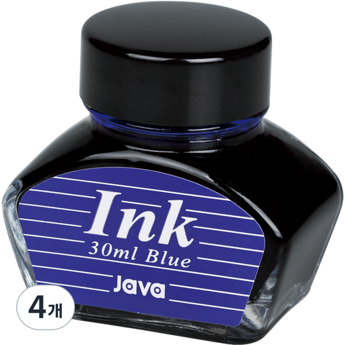 자바펜 만년필용 병잉크 30ml, 4개, 청색