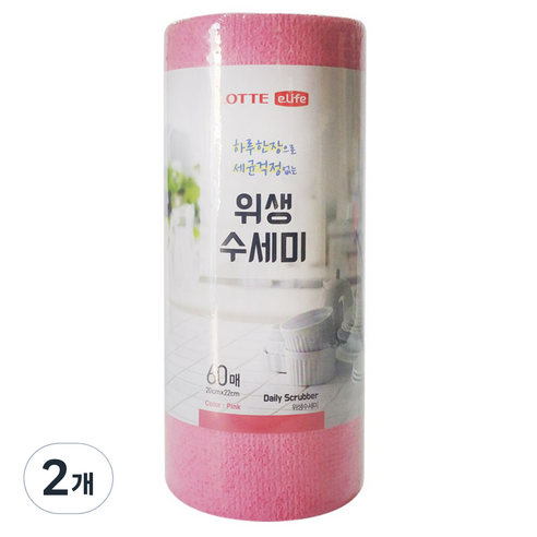 롯데이라이프 한장씩 뜯어쓰는 일회용 위생 수세미, 60개, 2개