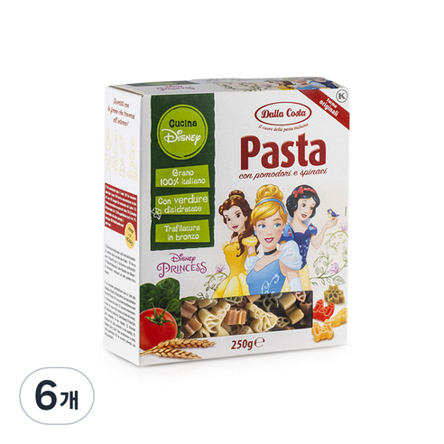 달라코스타 디즈니 프린세스 토마토 시금치 파스타, 250g, 6개