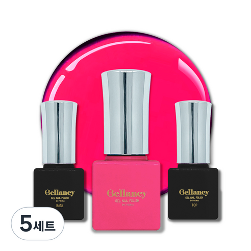 벨랑시 젤네일 3종세트, 5세트, 벨랑시 베이스 5ml+SN-30 네온 핑크 5ml+벨랑시 탑 5ml