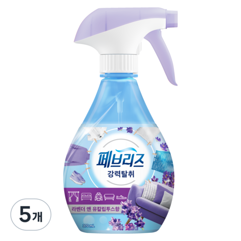 페브리즈 섬유탈취제 용기형, 370ml, 5개, 라벤더 앤 유칼립투스향