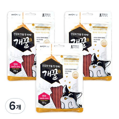 에이치디씨 개꿀 프로폴리스져키 강아지간식 70g, 연어, 6개