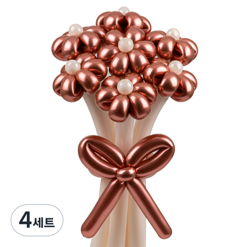 셈퍼텍스 요술풍선 데이지 튤립 꽃다발 만들기 세트, 리플렉스 로즈골드, 4세트