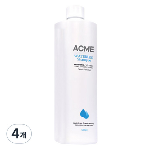 레이펄스 워터리스 샴푸 리필, 500ml, 4개
