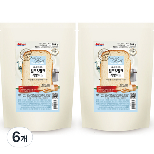 브레드가든 밀크 앤 밀크 식빵믹스, 364g, 6개