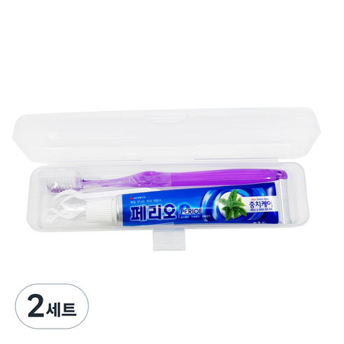 미소덴탈 여행용 칫솔 + 치약 + 일회용 치실 + 케이스 세트 랜덤발송, 2세트