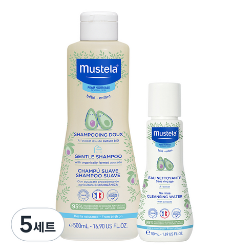 무스텔라 젠틀 샴푸 500ml + 노-린스 클렌징 워터 50ml, 5세트