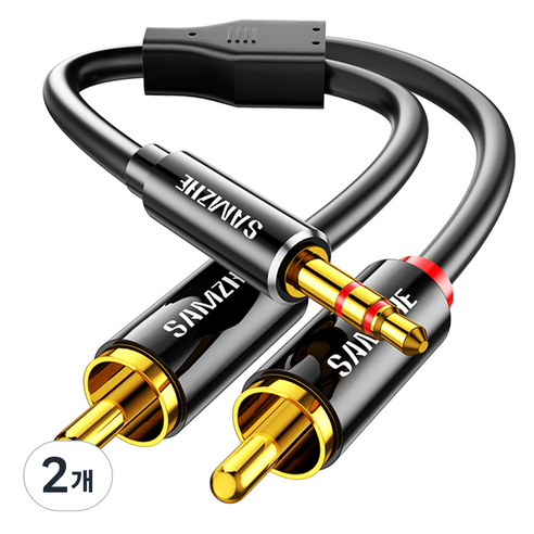 삼지 3.5mm 스테레오 to 2RCA 오디오 케이블 5m, 2개